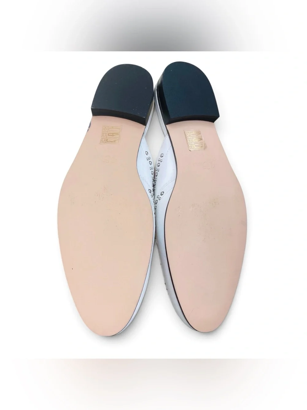 J.Crew Academy Loafer Studded Leather Mules White Sz 8.5 Slip-On